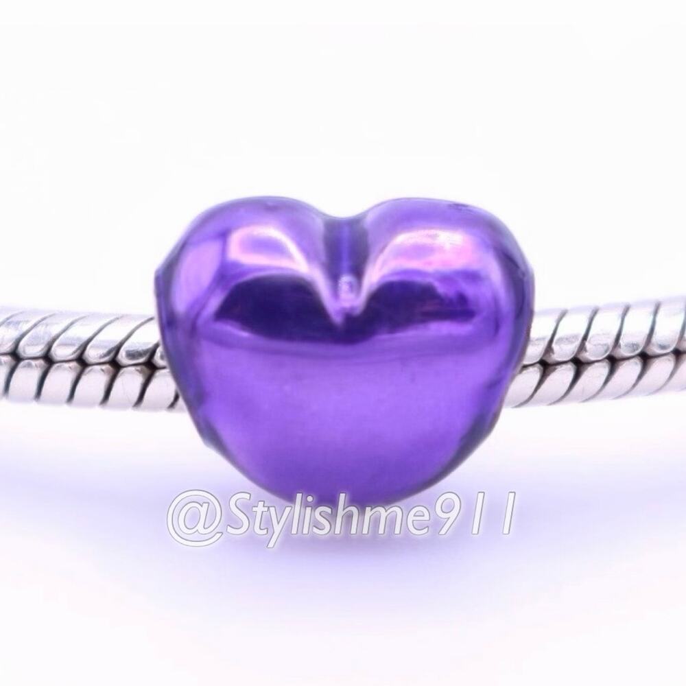 Authentic PANDORA Metallic Purple Heart Charm - 799291C01